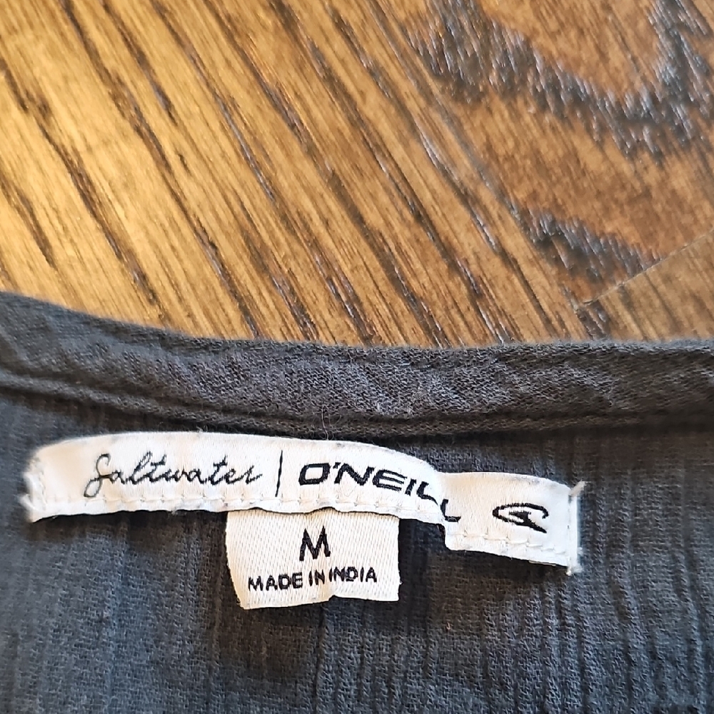 O'Neill Slate Blue Lace-Up Embroidered Tunic - Picture 7 of 9